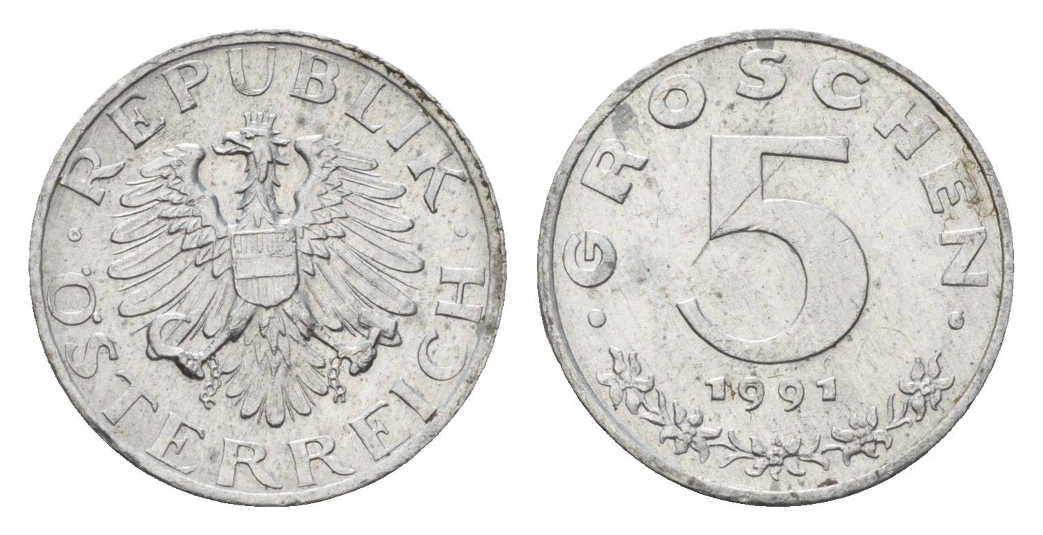 Австрия 5 грошей 1991 KM 2875 цинк UNC 4685-722