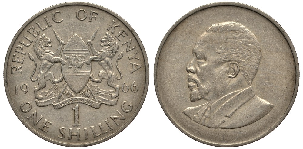 Кения 1 шиллинг 1968 Джомо Кениата KM 5 медно-никель VF 4185-614