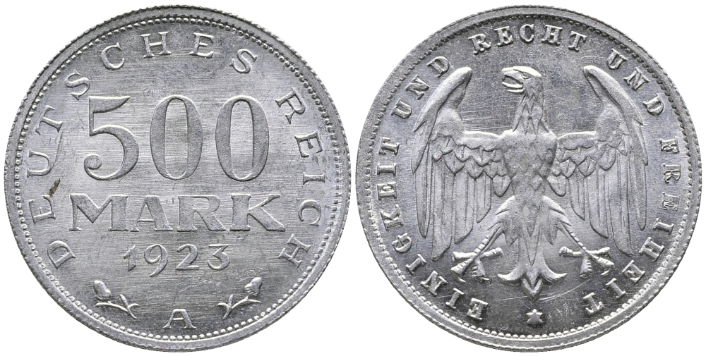 ГЕРМАНИЯ 500 МАРОК 1923 А KM 36, J. 305 алюминий 38-311