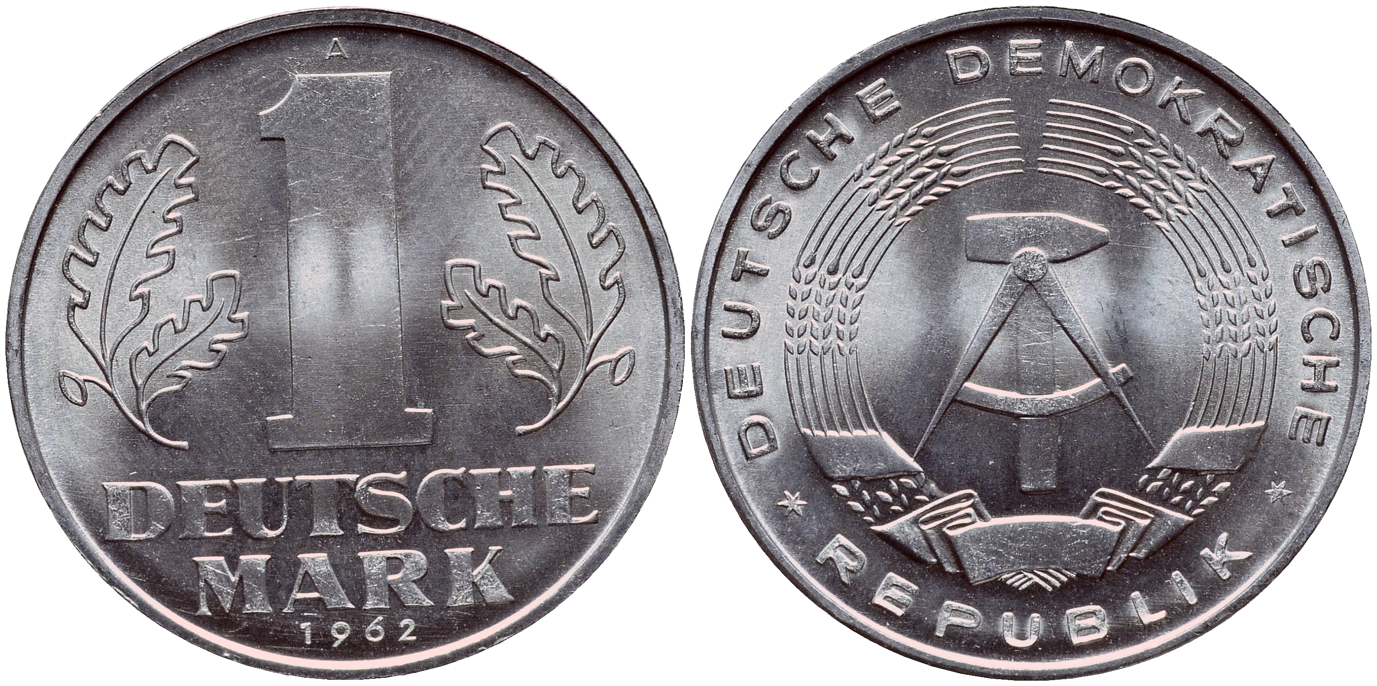 ГДР 1 МАРКА 1962 А KM 13 алюминий aUNC 1523-145