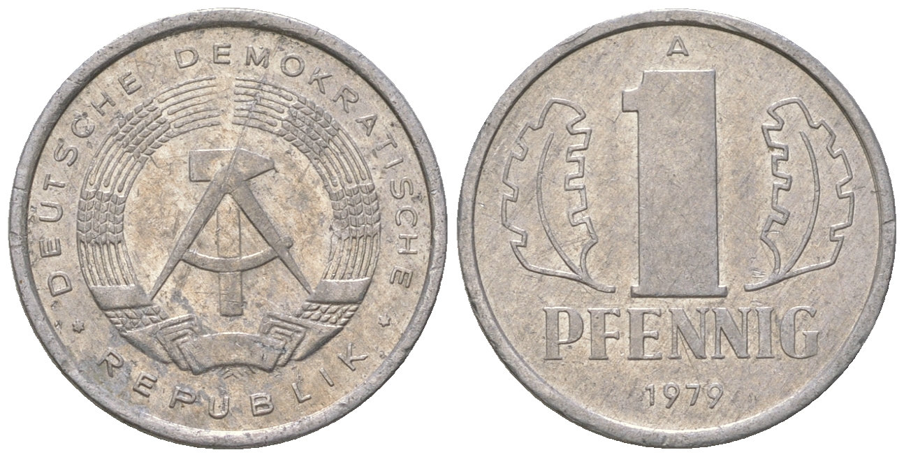 ГДР 1 пфенниг 1979 A KM 8.1 алюминий 4651-1256