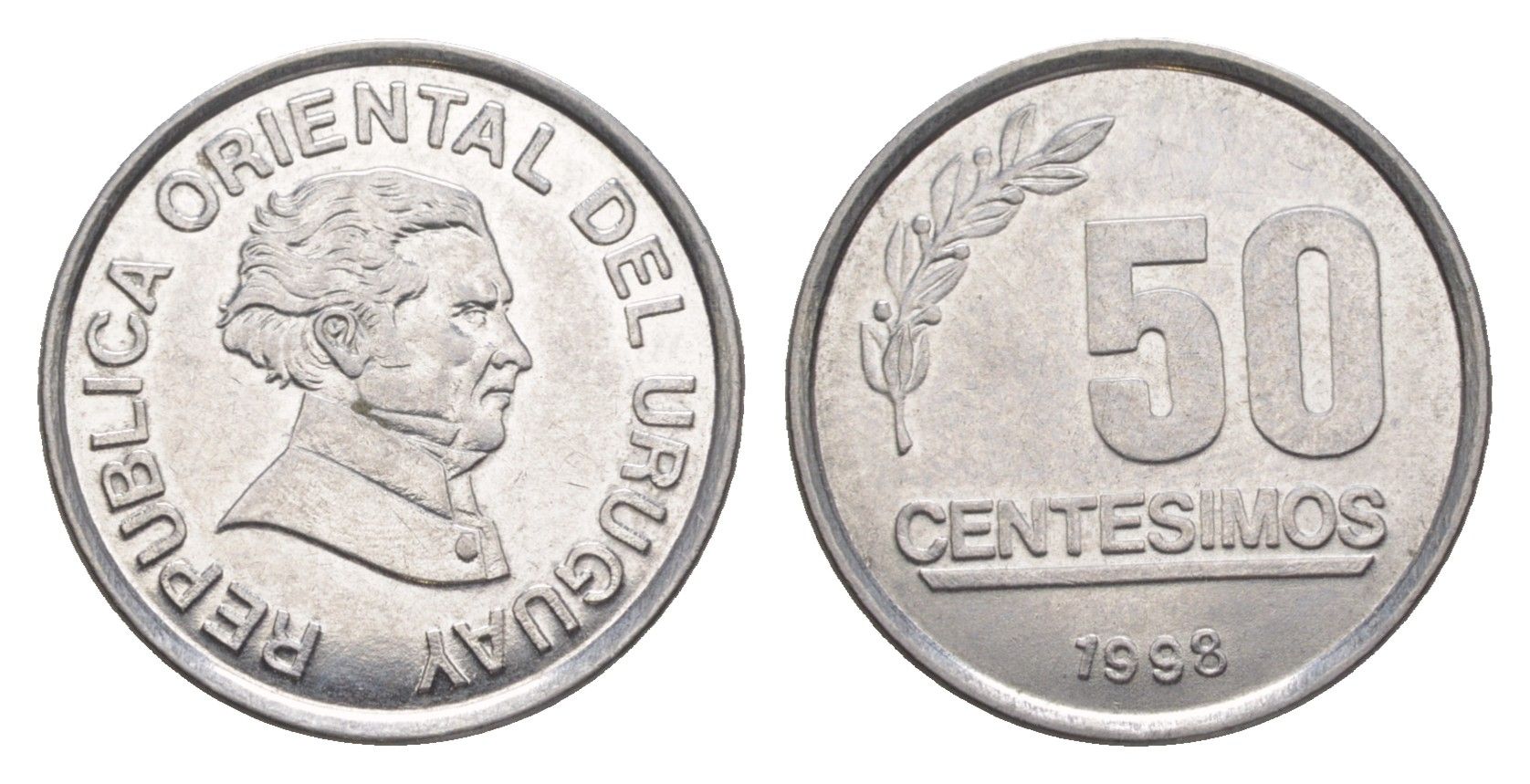 Уругвай 50 сентесимо 1998 KM 106 нержавеющая сталь UNC 4649-626