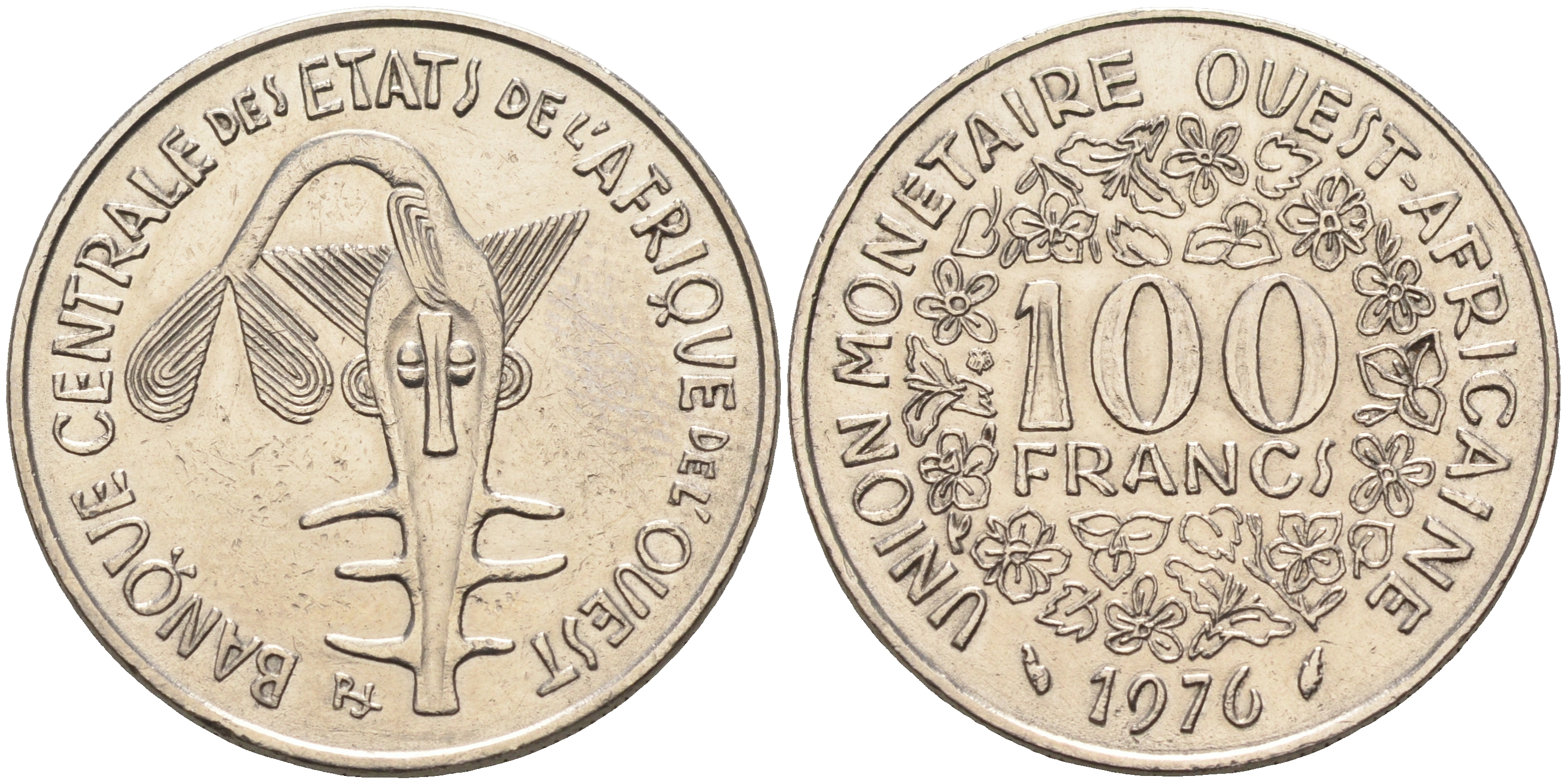Валютное сообщество стран Западной Африки 100 франков 1976  KM 4 никель    4595-753