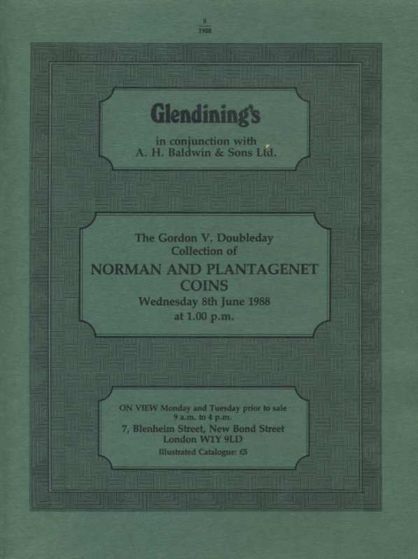 Glendining & Co КОЛЛЕКЦИЯ НОРМАНДСКИХ И ПЛАНТАГЕНЕТСКИХ МОНЕТ. GORDON V. DOUBLEDAY 32302 NORMAN AND PLANTAGENET COINS, 50 CТРАНИЦ + ТАБЛИЦЫ С ИЛЛЮСТРАЦИЯМИ английский 00-01-13-09