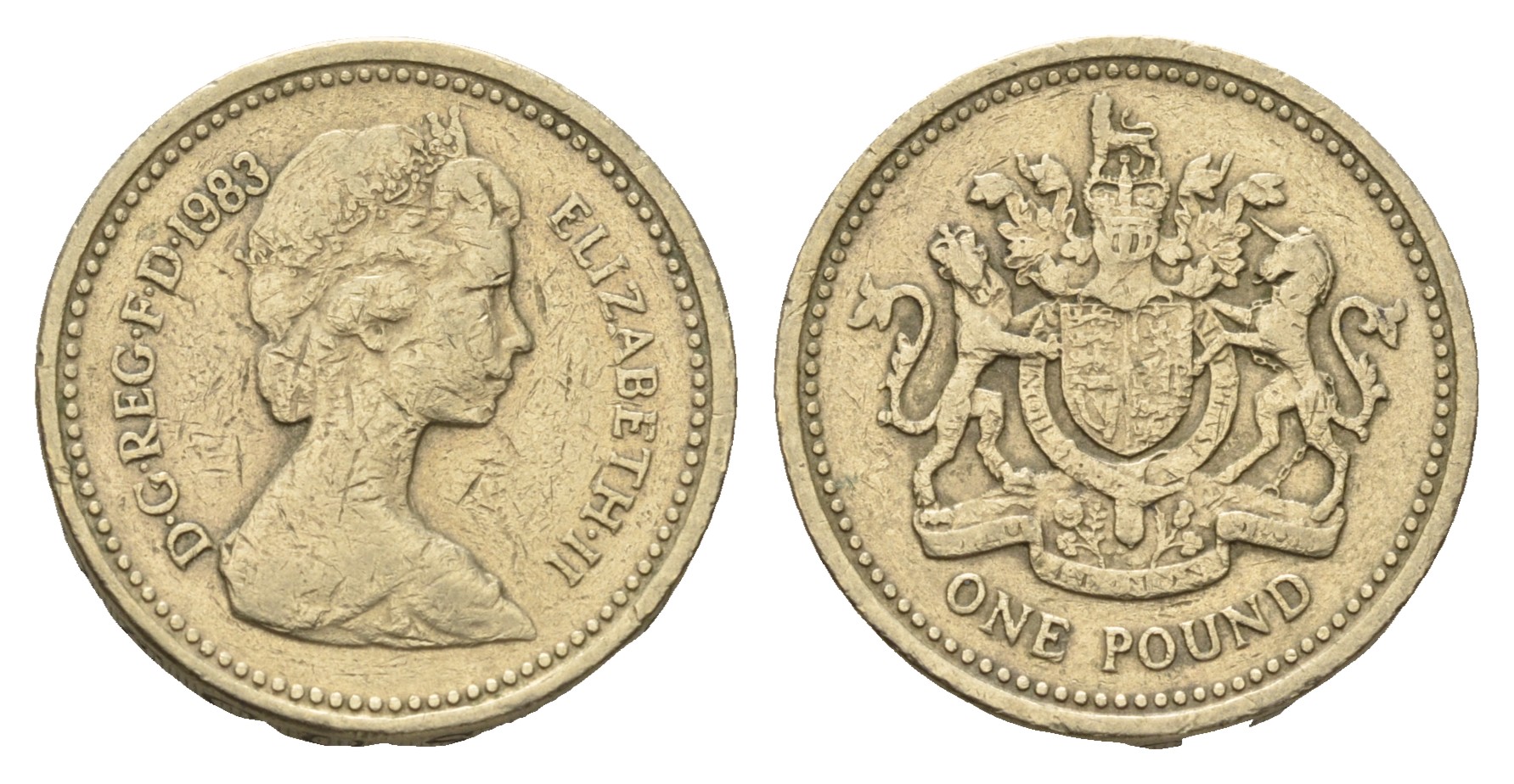Великобритания 1 фунт 1983 Елизавета II (1952-2022) KM 933, Spink 4221 никель латунь 4681-351