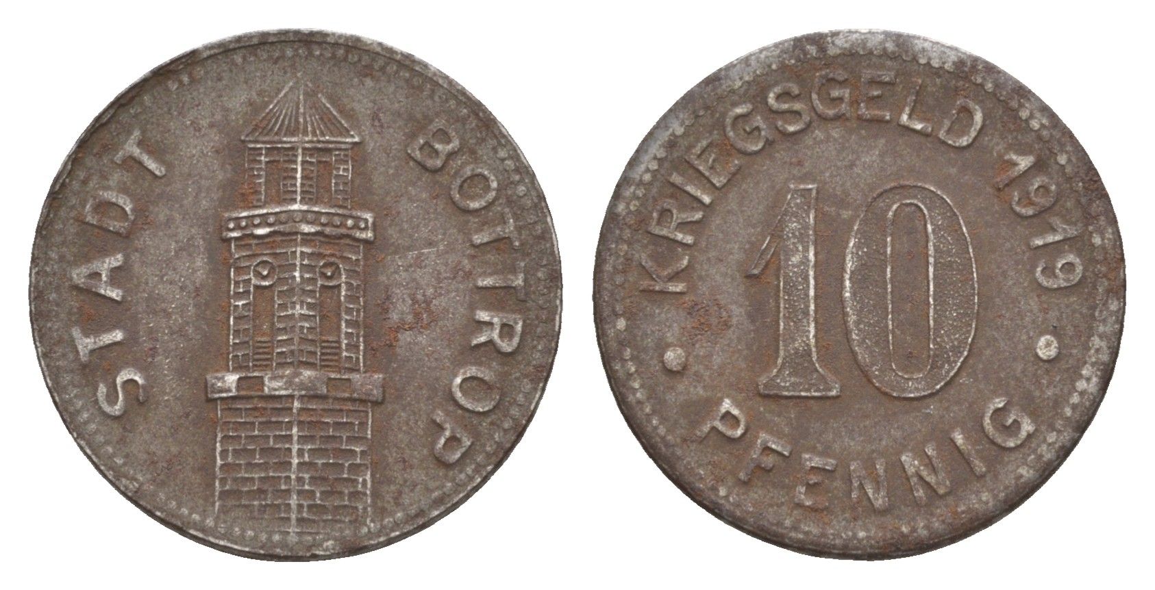 Боттроп 10 пфеннигов 1919 Funck 54.5, Men05 3327.1, Men18 4247.1 железо 4659-341