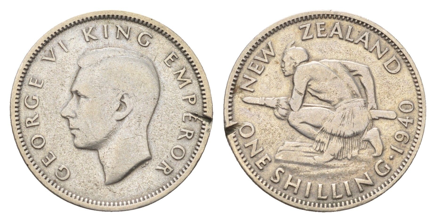 Новая Зеландия 1 шиллинг 1940 Георг VI (1936-1952) KM 9 серебро 87-412