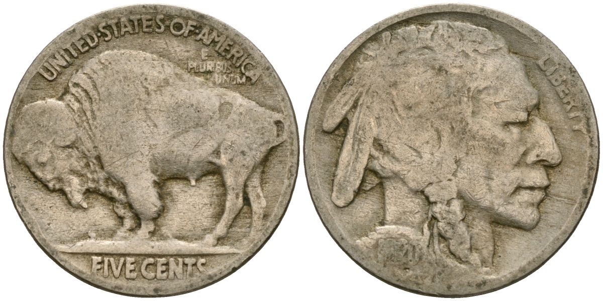 США 5 центов 1920 индеец, бизон KM 134 медно-никель 4135-422
