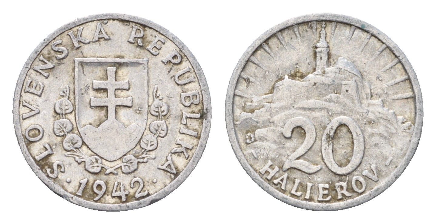 Словакия 20 геллеров 1942 KM 4a алюминий 4685-1163