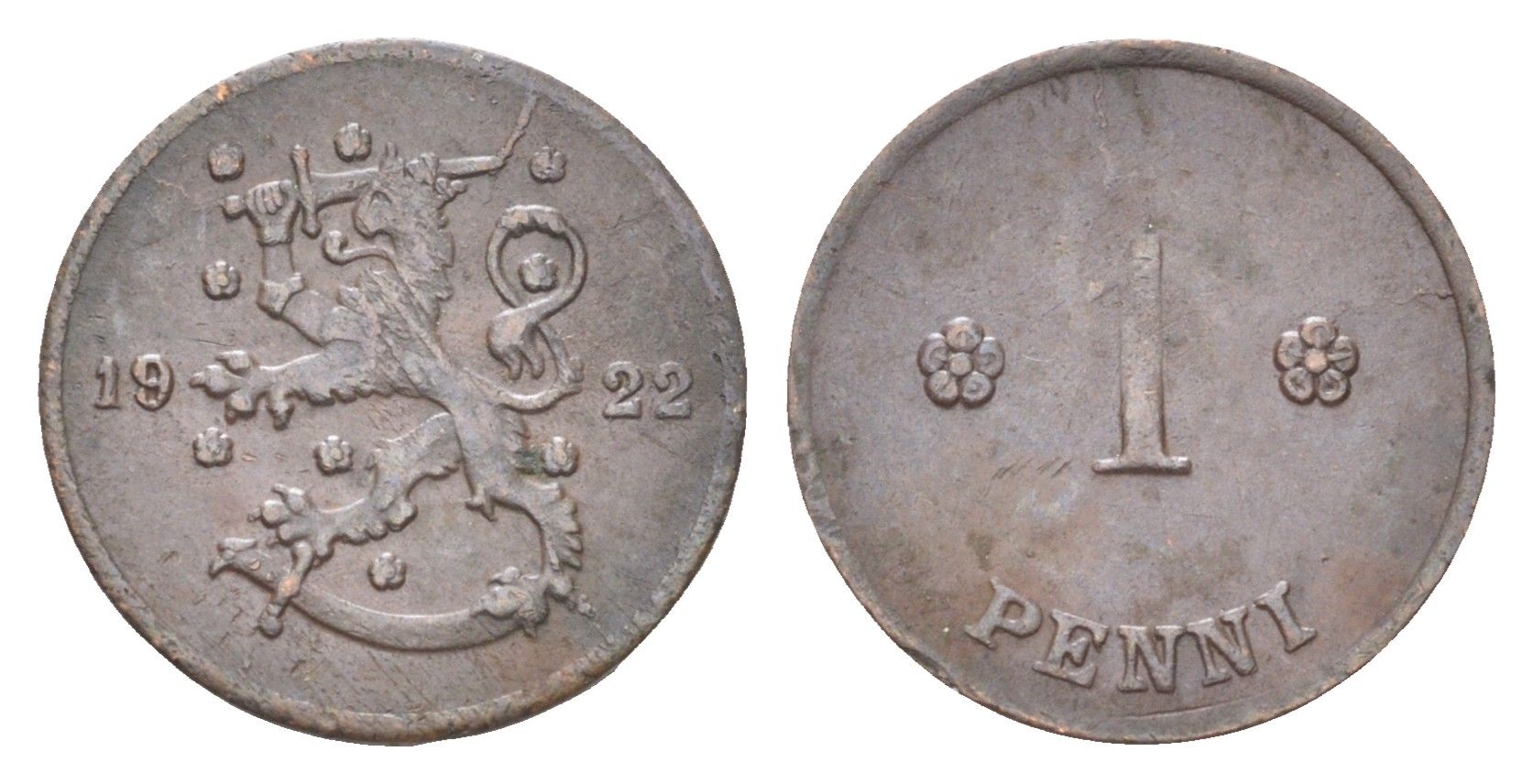 Финляндия 1 пенни 1922 KM 23 медь 4708-564