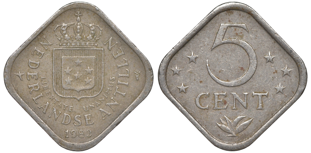 Нидерландские Антилы 5 центов 1983 Беатрикс (1980-2013) KM 13 медно-никель 4610-953