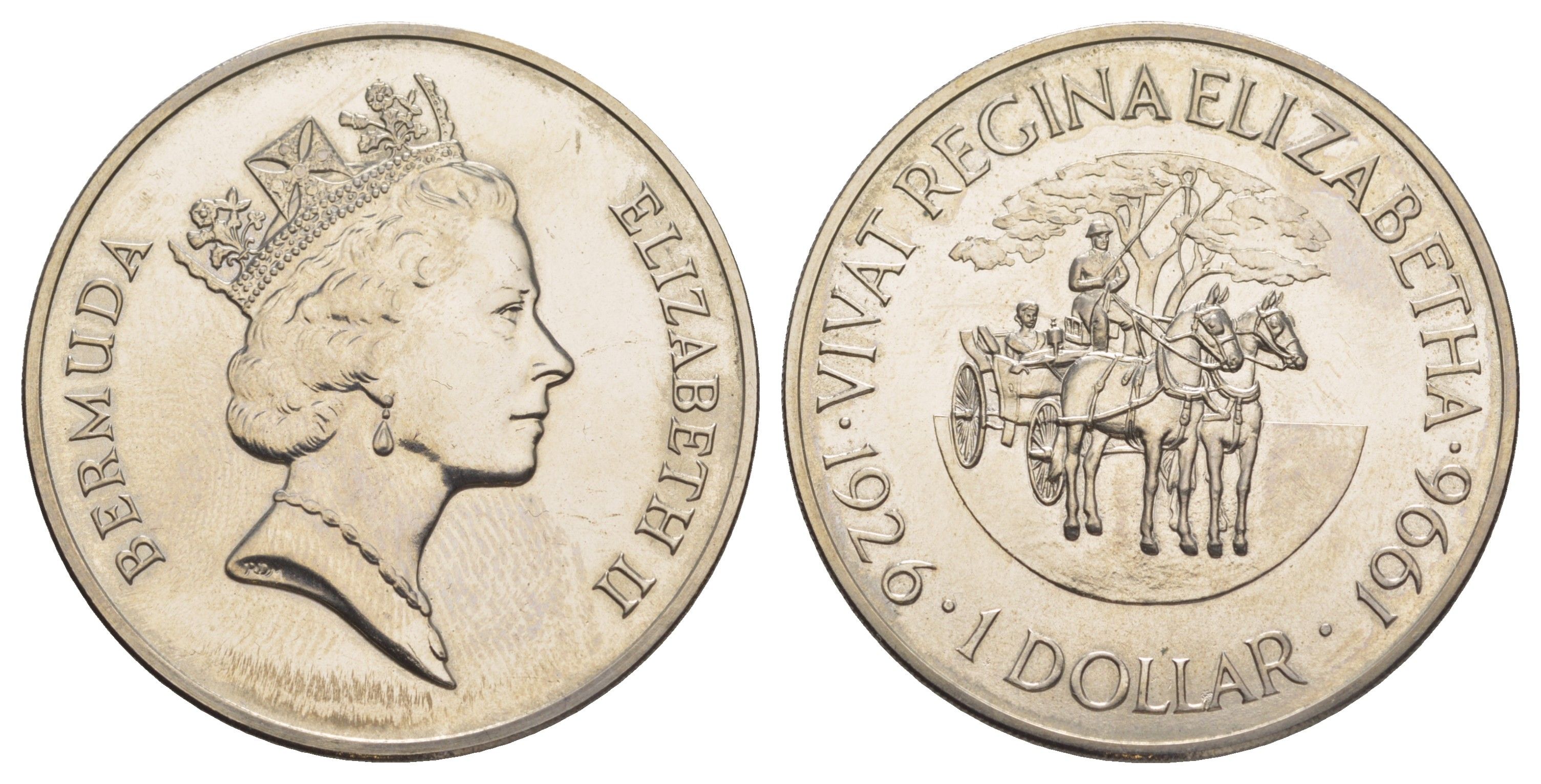 Бермудские острова (Бермуды) 1 доллар 1996 70 лет со дня рождения Королевы Елизаветы II, тираж 5.000 экземпляров KM 94 медно-никель UNC 1082-9-25