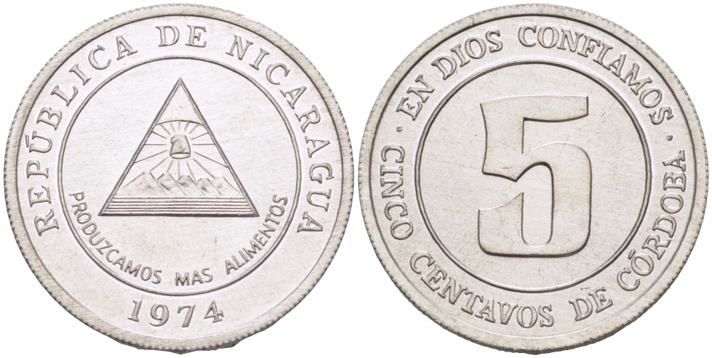 Никарагуа 5 сентаво 1974 ФАО KM 28 алюминий UNC M49-15