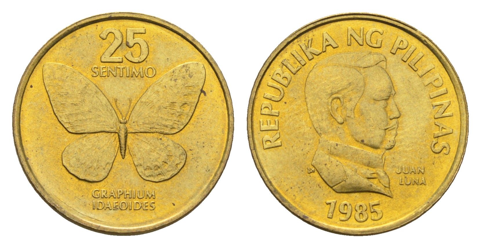 Филиппины 25 сентимо 1985 KM 241.1 латунь UNC 4668-718