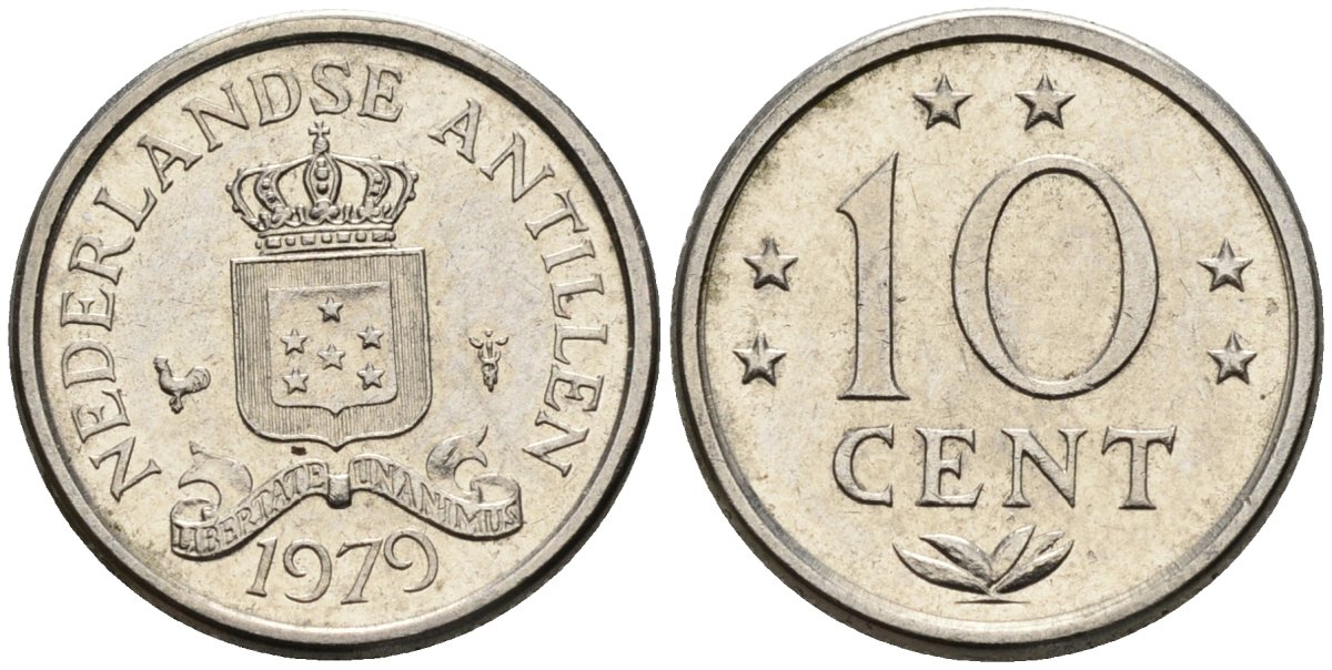 Нидерландские Антилы 10 центов 1979 Юлиана (1948-1980) KM 10 никель 4585-957
