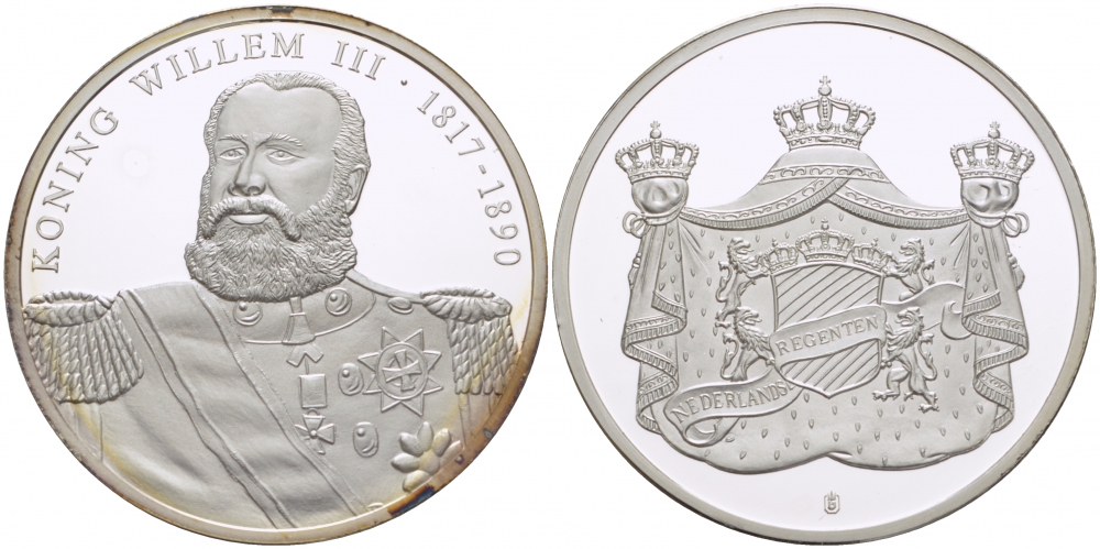 НИДЕРЛАНДЫ МЕДАЛЬ КОРОЛЬ ВИЛЬГЕЛЬМ III посеребрение PROOF 1082-8-44