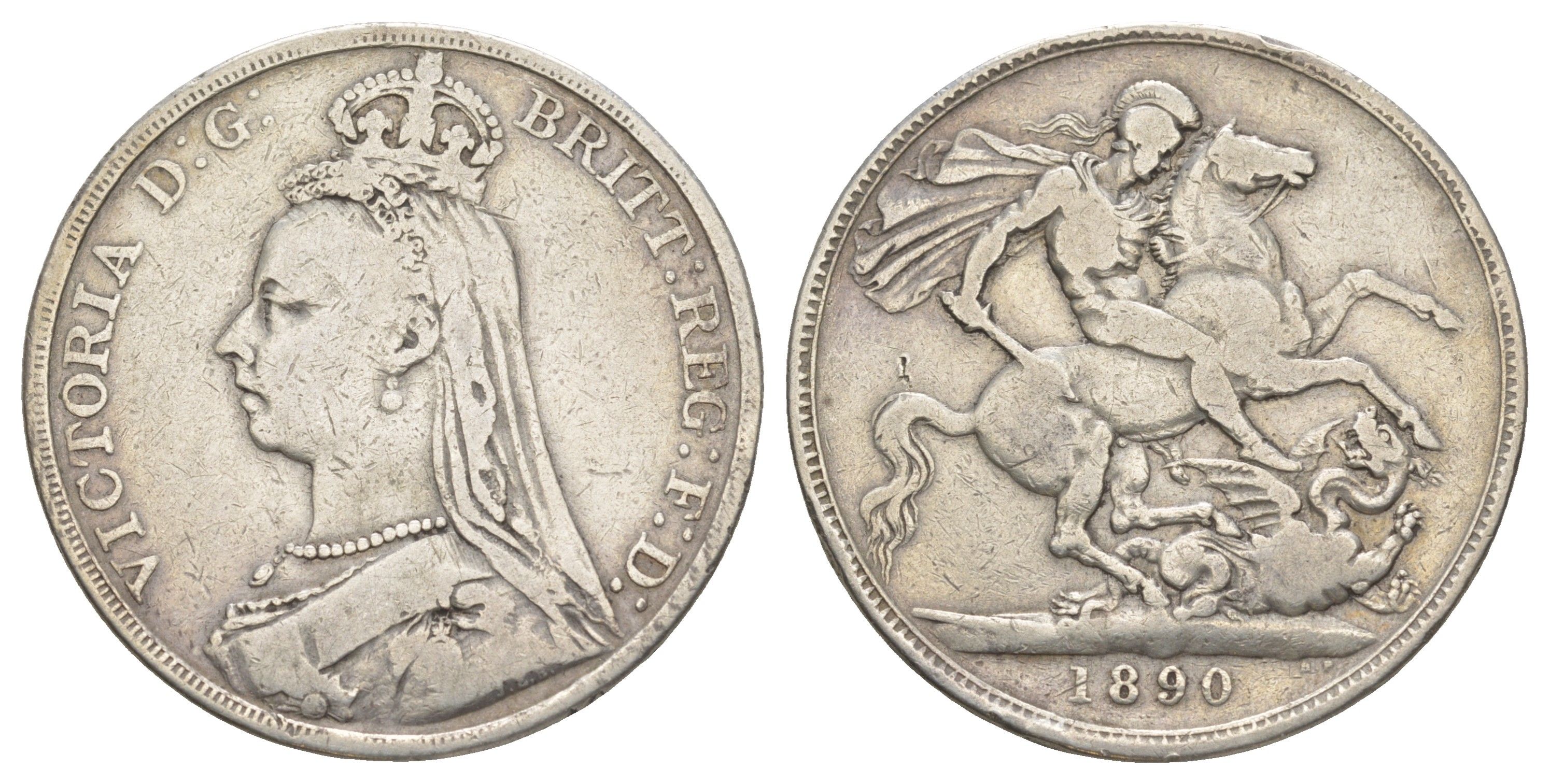 Великобритания 1 крона 1890 Виктория (1837-1901) KM 765, Spink 3921 серебро 4044-1044