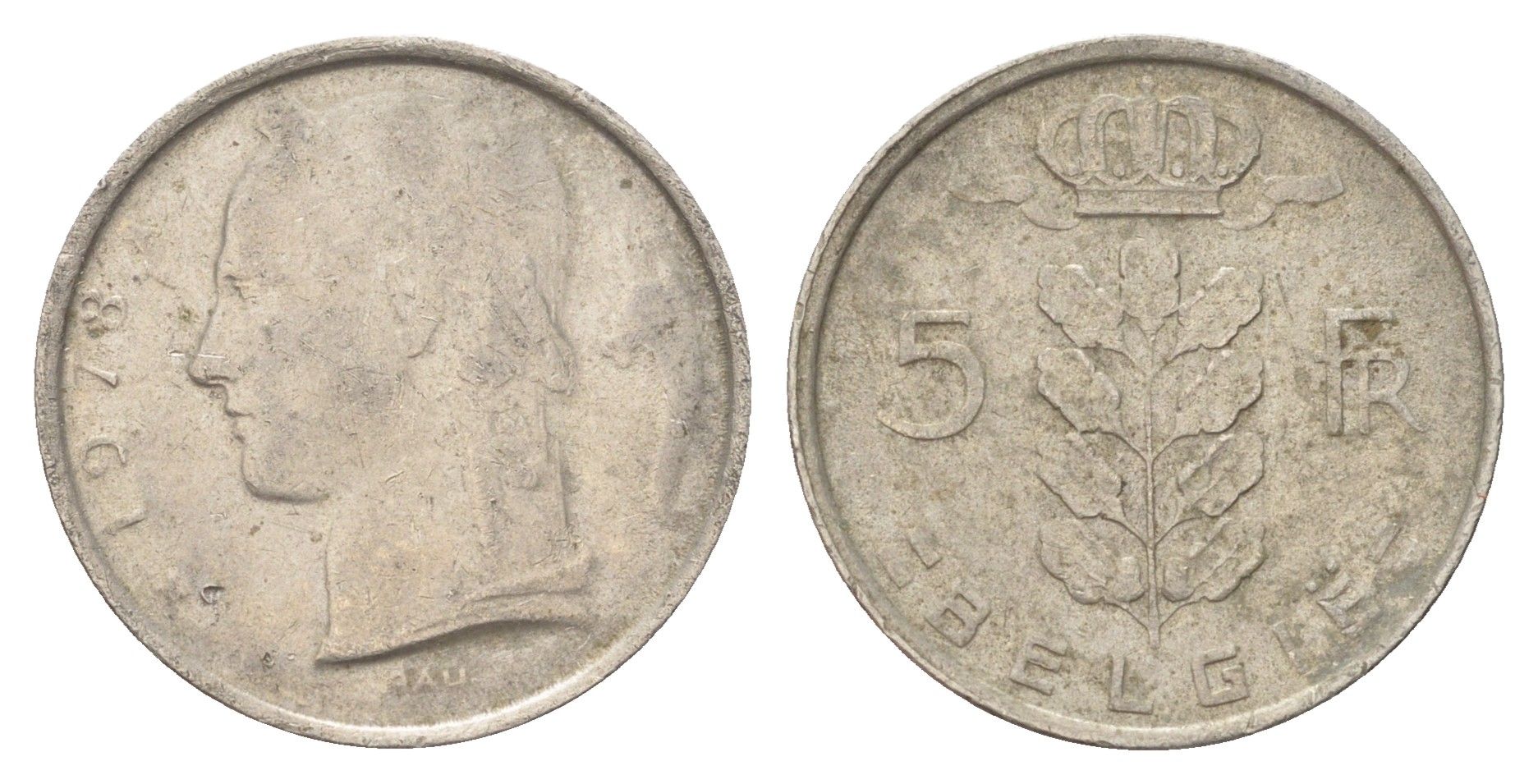 Бельгия 5 франков 1978 Belgie, Бодуэн I (1951-1993) KM 135 медно-никель 4704-1135