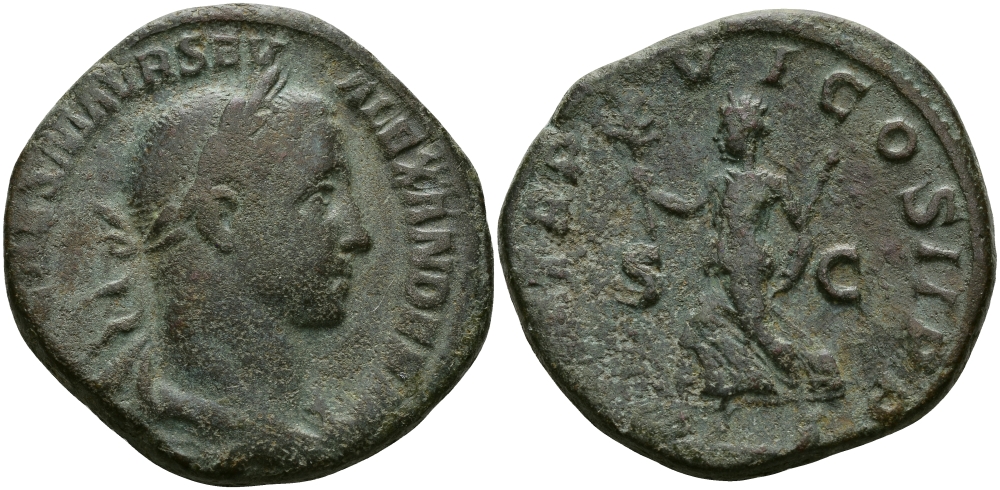 Римская Империя сестерций 227 Александр Север PM TR P VII COS II PP Пация, персонификация Мира, Рим Very fine 18,28 гр RIC 465 бронза 1073-8-25