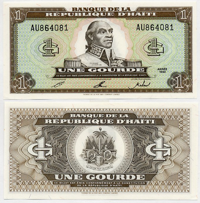 ГАИТИ 1 ГУРД 1992 Pick 259a бумага UNC (ПРЕСС) 6287-9-1-1