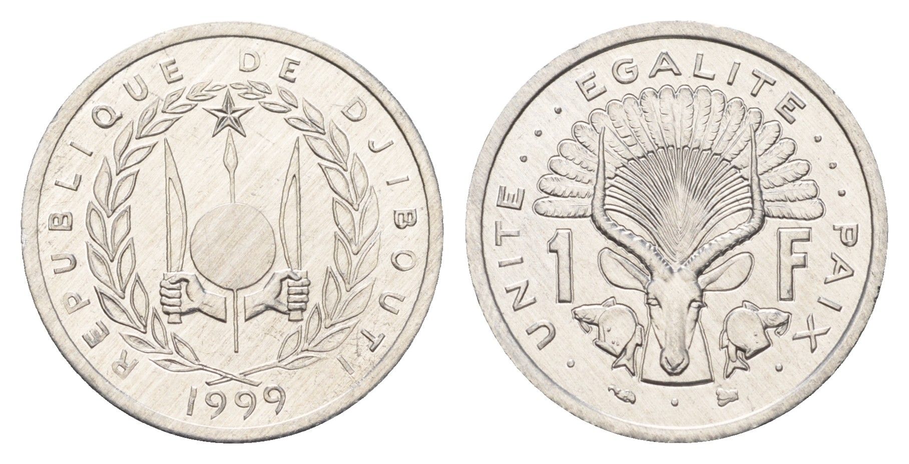 Джибути 1 франк 1999 KM 20 алюминий UNC 4671-342