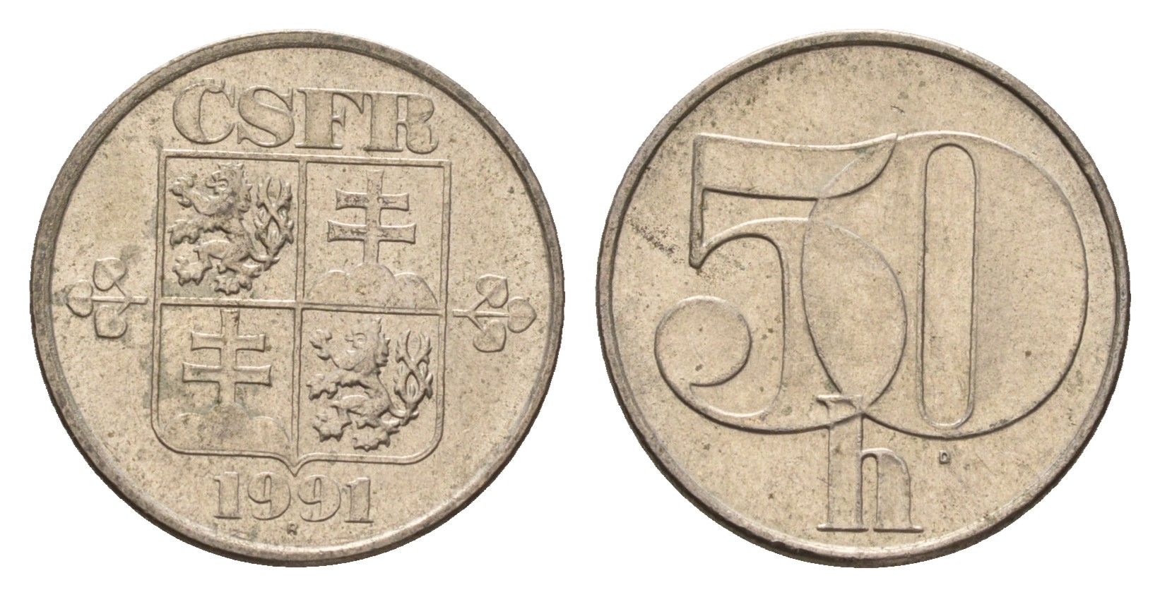 Чехословакия 50 геллеров 1991 KM 144 медно-никель 4674-669