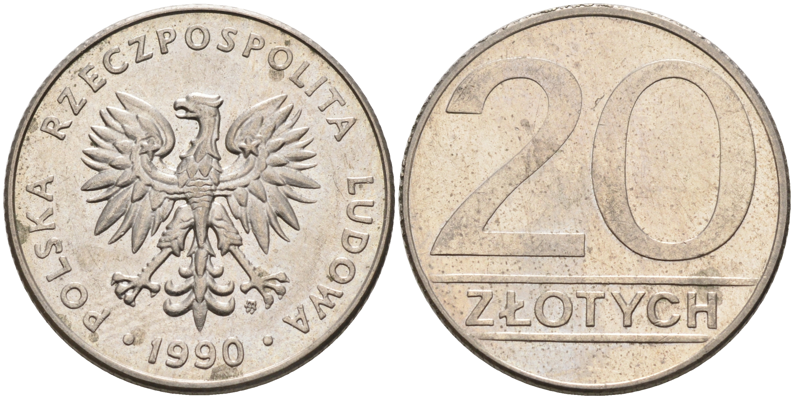Польша 20 злотых 1990 MW KM 153.2, Parchimowicz 255b медно-никель 4566-412