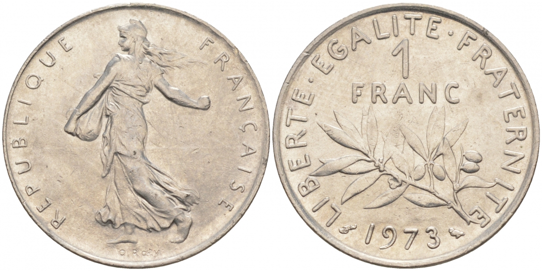 ФРАНЦИЯ 1 ФРАНК 1973 СЕЯТЕЛЬ KM 925.1 никель 186-343