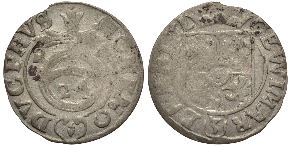 Бранденбург-Пруссия 1/24 талера 1624 Георг Вильгельм (1619-1640), вес 0,85 гр. KM 116.1 серебро 1516-213