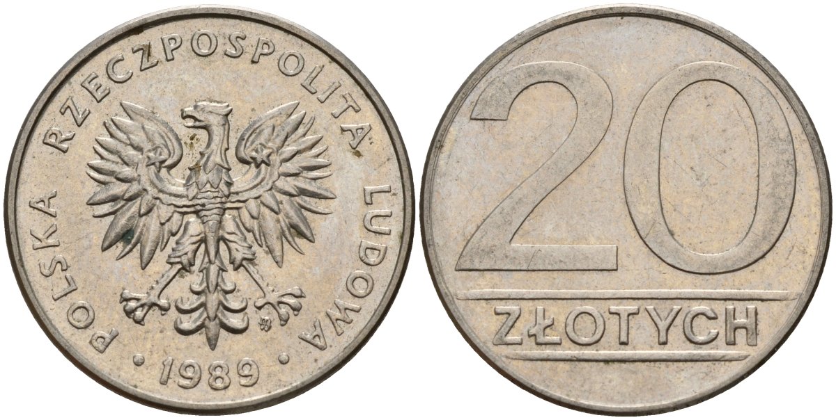 Польша 20 злотых 1989 MW Y 153.2 медно-никель 4187-742