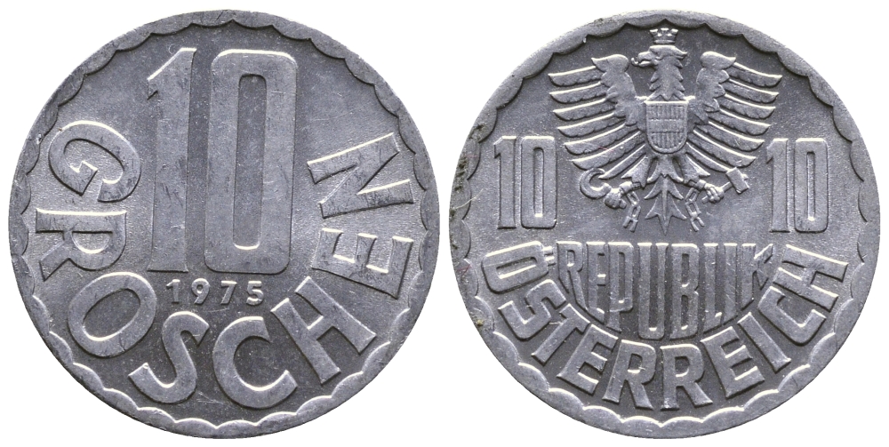АВСТРИЯ 10 ГРОШЕЙ 1975 KM 2878 алюминий 53-742