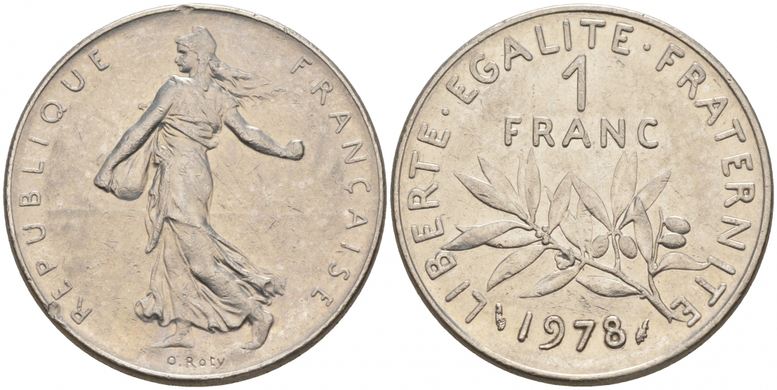 ФРАНЦИЯ 1 ФРАНК 1978 СЕЯТЕЛЬ KM 925.1 никель 186-351