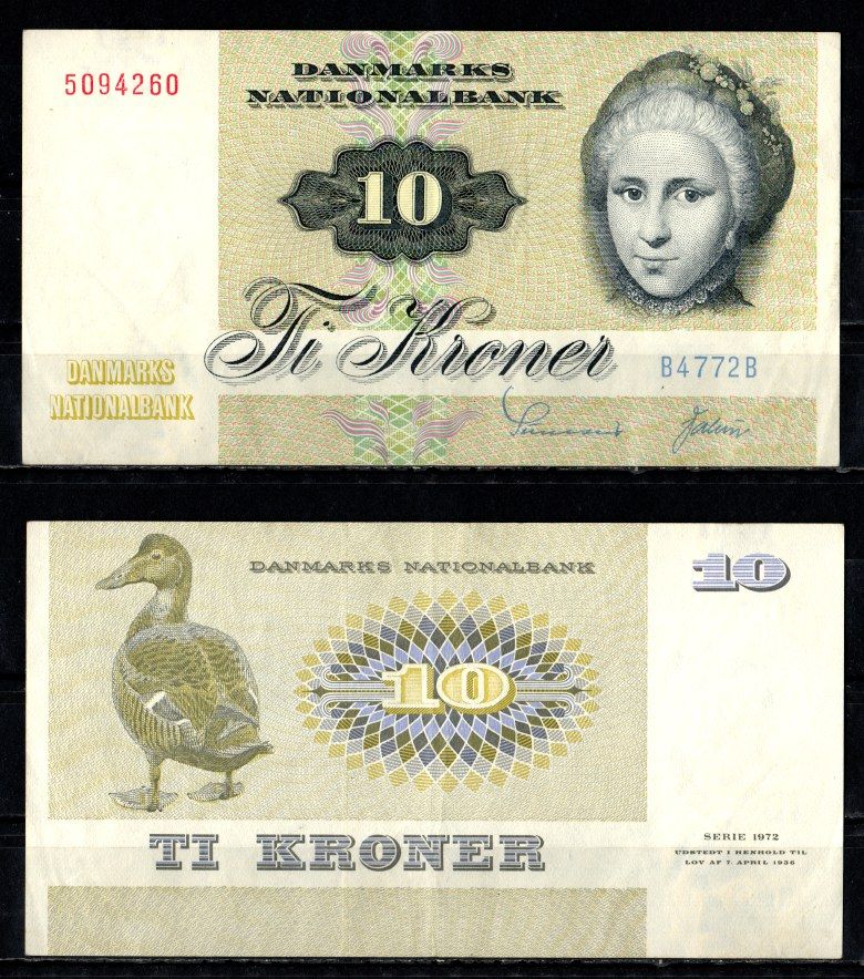 Дания 10 крон 1977 Pick 48 g(3) бумага 6281-8-1-1