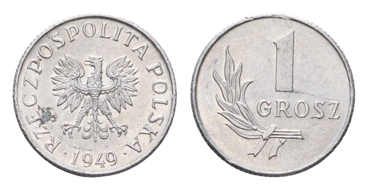 Польша 1 грош 1949 Y 39 алюминий UNC 4674-948