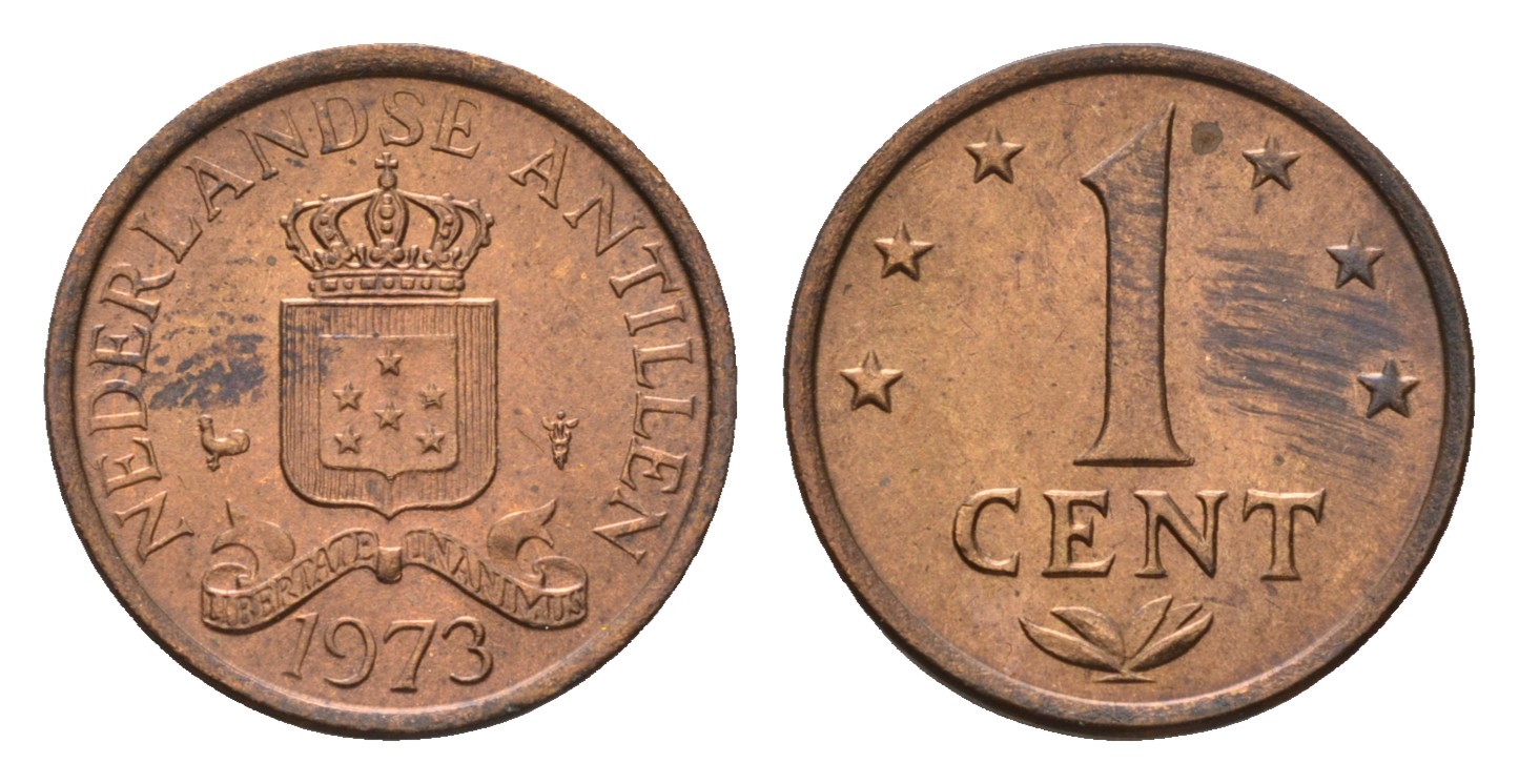 Нидерландские Антильские острова (Нидерландские Антилы) 1 цент 1973 Юлиана (1948-1980) KM 8 бронза  UNC  3458-1238