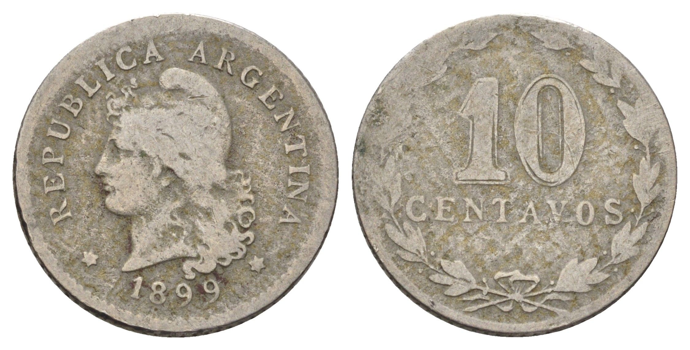 Аргентина 10 сентаво 1899 KM 35 медно-никель 44-1142