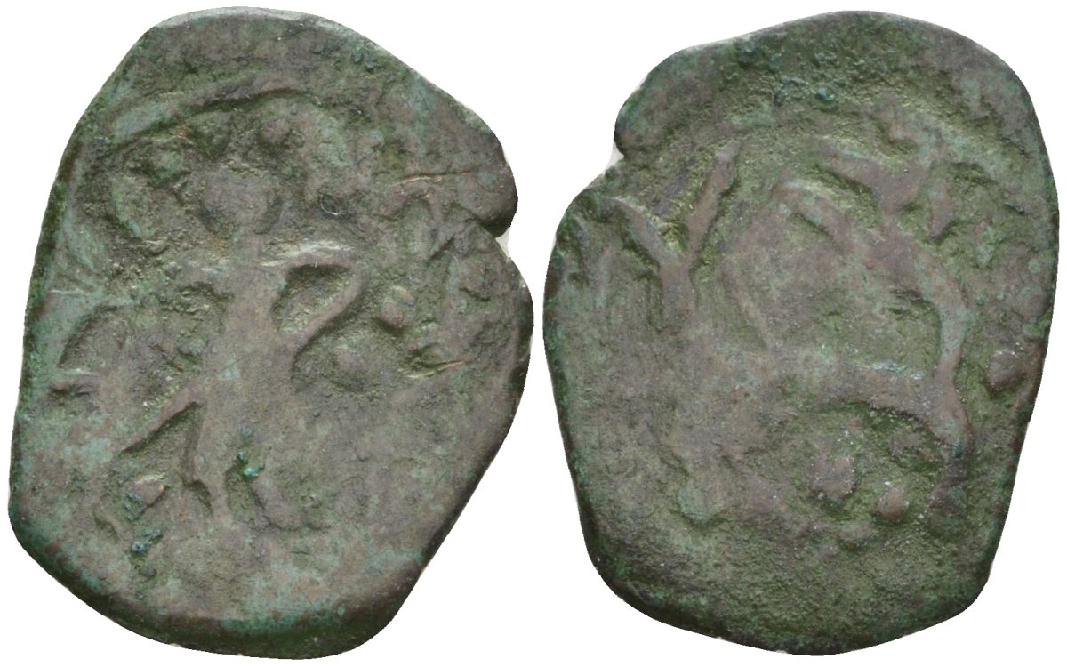 Великое княжество Тверское пуло 1440-1485 Вел. князья Борис Александрович и Михаил Борисович, воин с мечем/рогатый зверь Гулецкий/Петрунин 2827 медь 262-1639