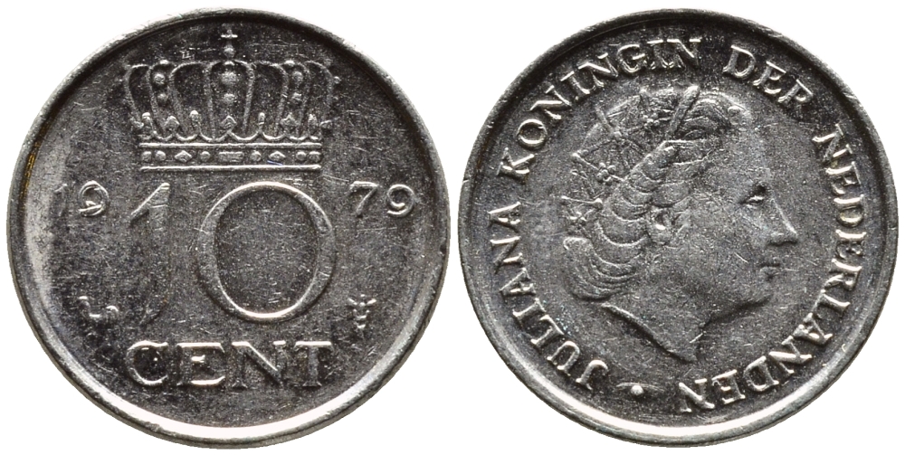 Нидерланды 10 центов 1970 Юлиана (1948-1980) KM 182 никель 4392-428