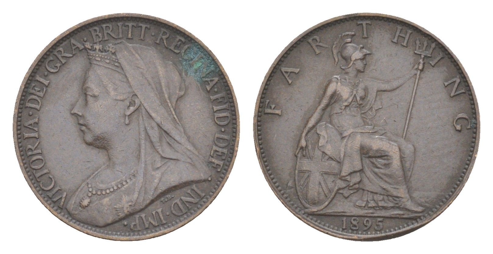 Великобритания 1 фартинг 1895 Виктория (1837-1901) KM 788.1, Spink 3963 бронза 4630-164