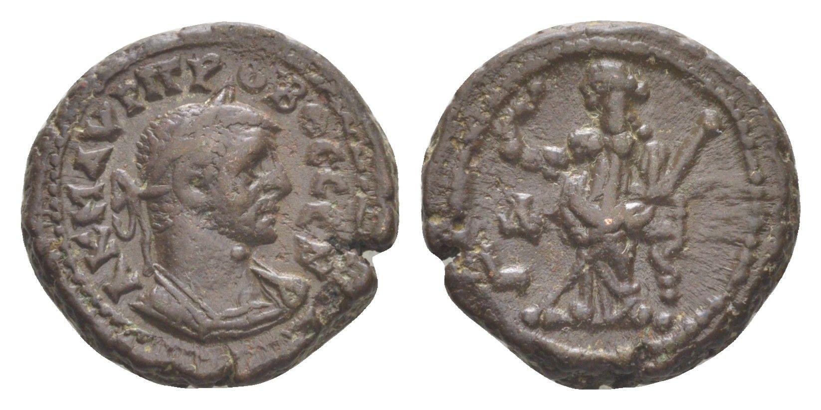 Римская Империя, Провинция Египет тетрадрахма 278-279 Проб, бюст императора/Эйрена, персонификация Мира, Александрия, (из старой нидерландской коллекции) Dattari 5530 биллон 1100-9-74