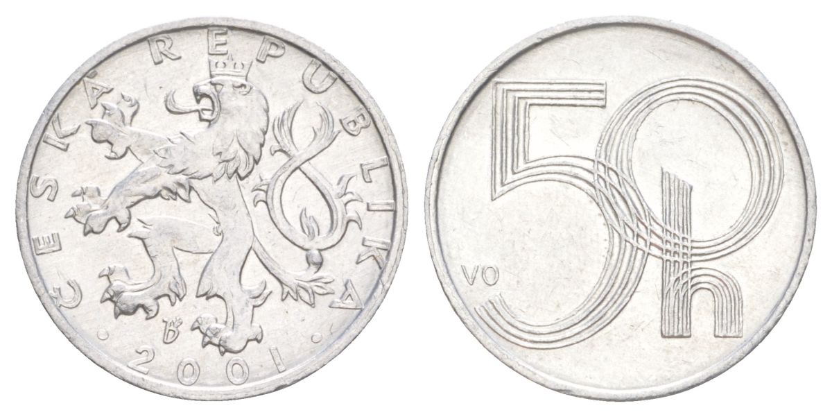 Чехия 50 геллеров 2001 KM 3 алюминий UNC 4627-1233