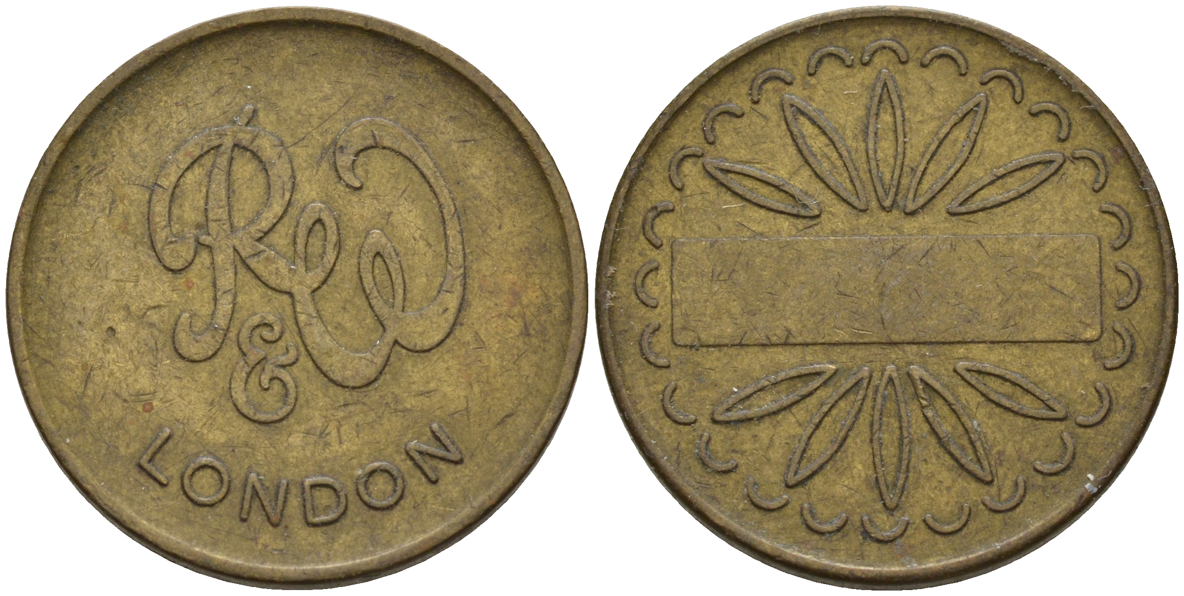 Великобритания жетон игровой  R W, LONDON  латунь    4603-213