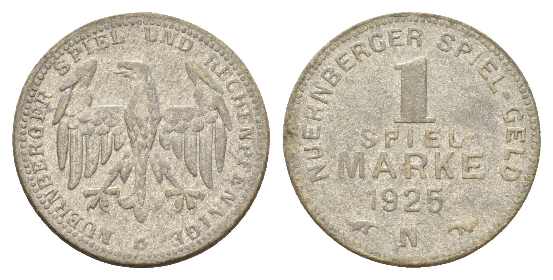 Германия игровой жетон в 1 марку 1925 диаметр 23 мм, вес 0,6 гр картон 4704-245