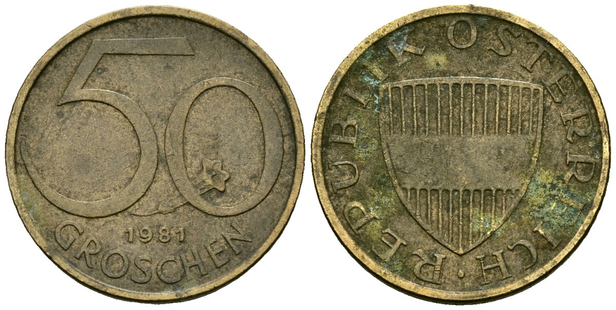 Австрия 50 грошей 1981 KM 2885 алюминиевая бронза 4173-1154
