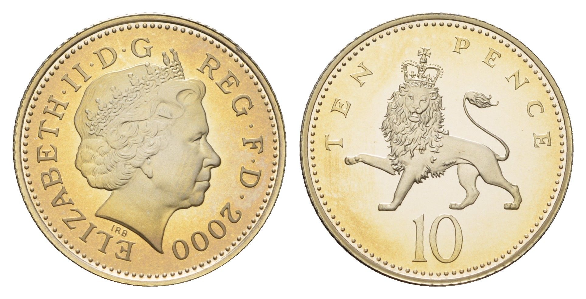 Великобритания 10 пенсов 2000 Елизавета II (1952-2022), тираж 15.000 экземпляров KM 989a, Spink F5 серебро PROOF 1095-9-42