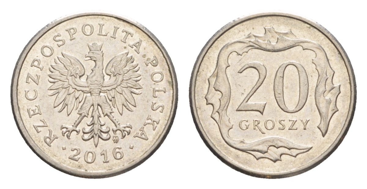 Польша 20 грошей 2016 Y 280 медно-никель 4625-1256