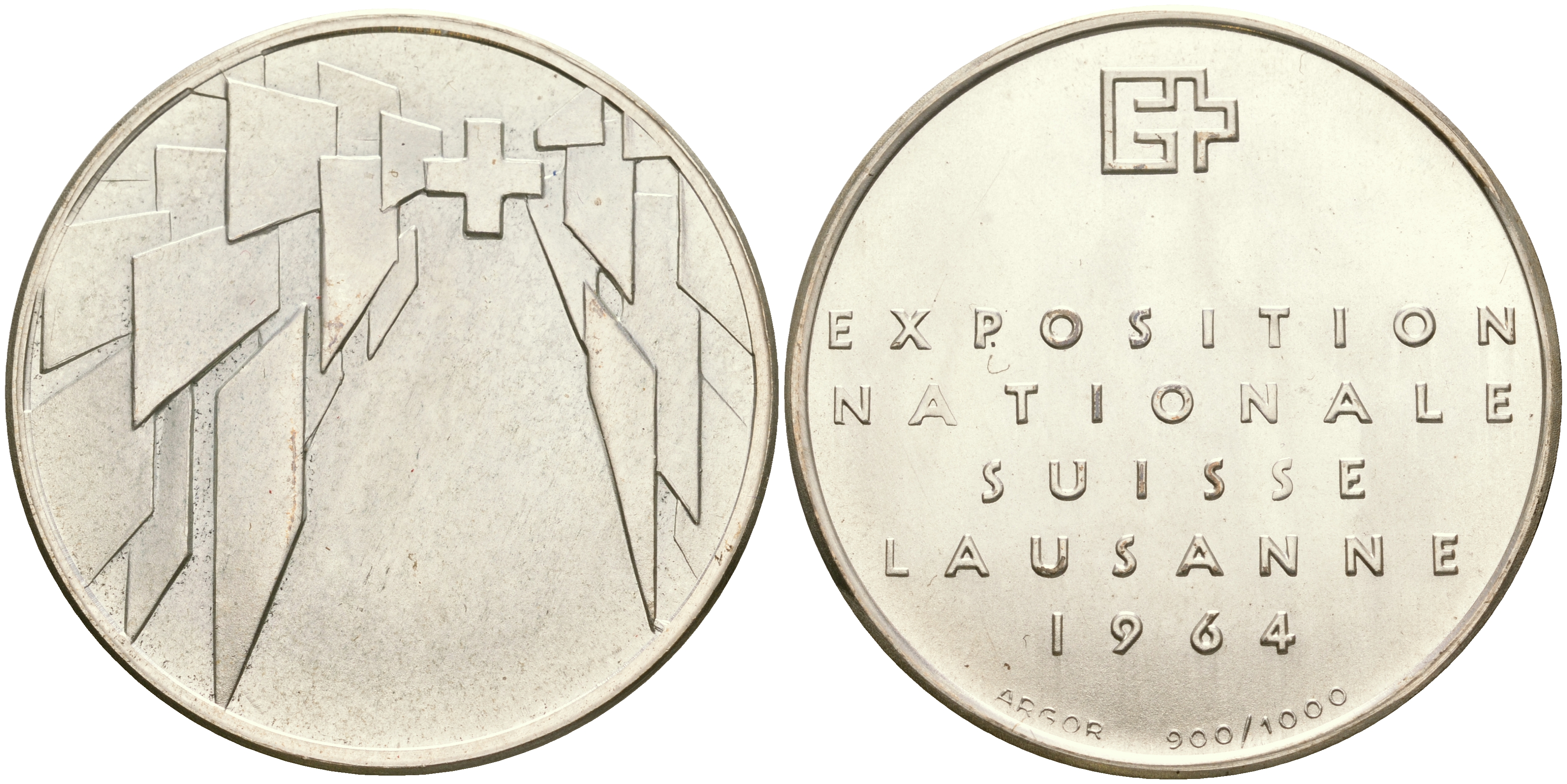 Швейцария медаль 1964 Экспо, Лозанна, в оригинальной коробке, диаметр 33 мм. серебро UNC 3-4-3-31-1