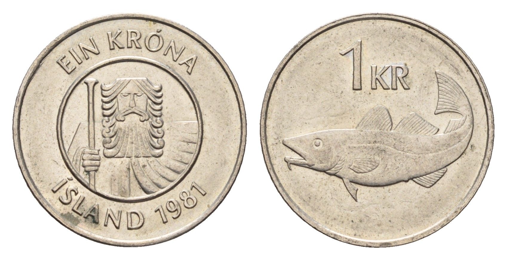 Исландия 1 крона 1981 треска KM 27 медно-никель 4691-521