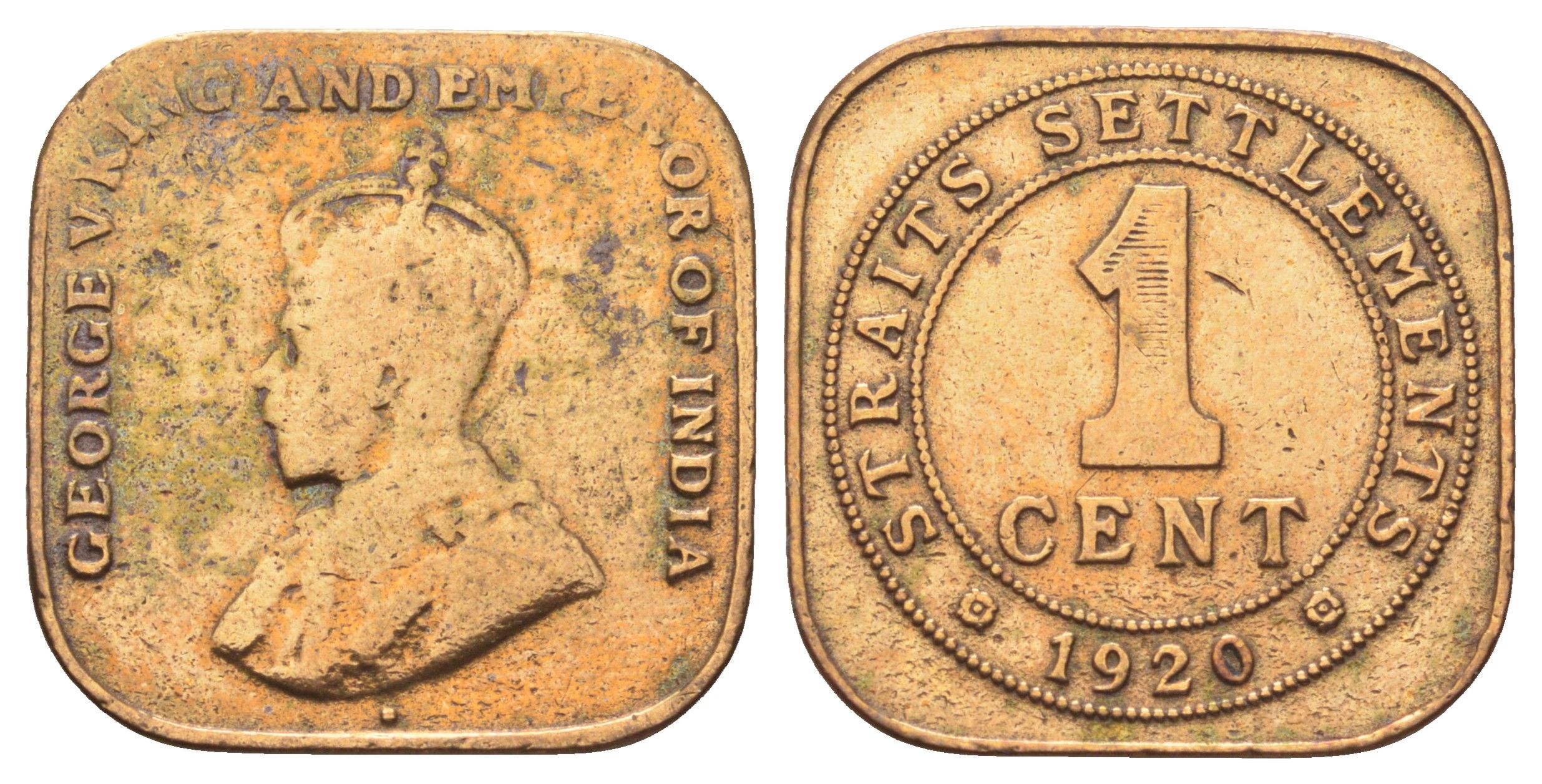Стрейтс-Сетлментс (Стрейтс Сетлментс) 1 цент 1920 Георг V (1910-1936) KM 32 бронза 4697-1251
