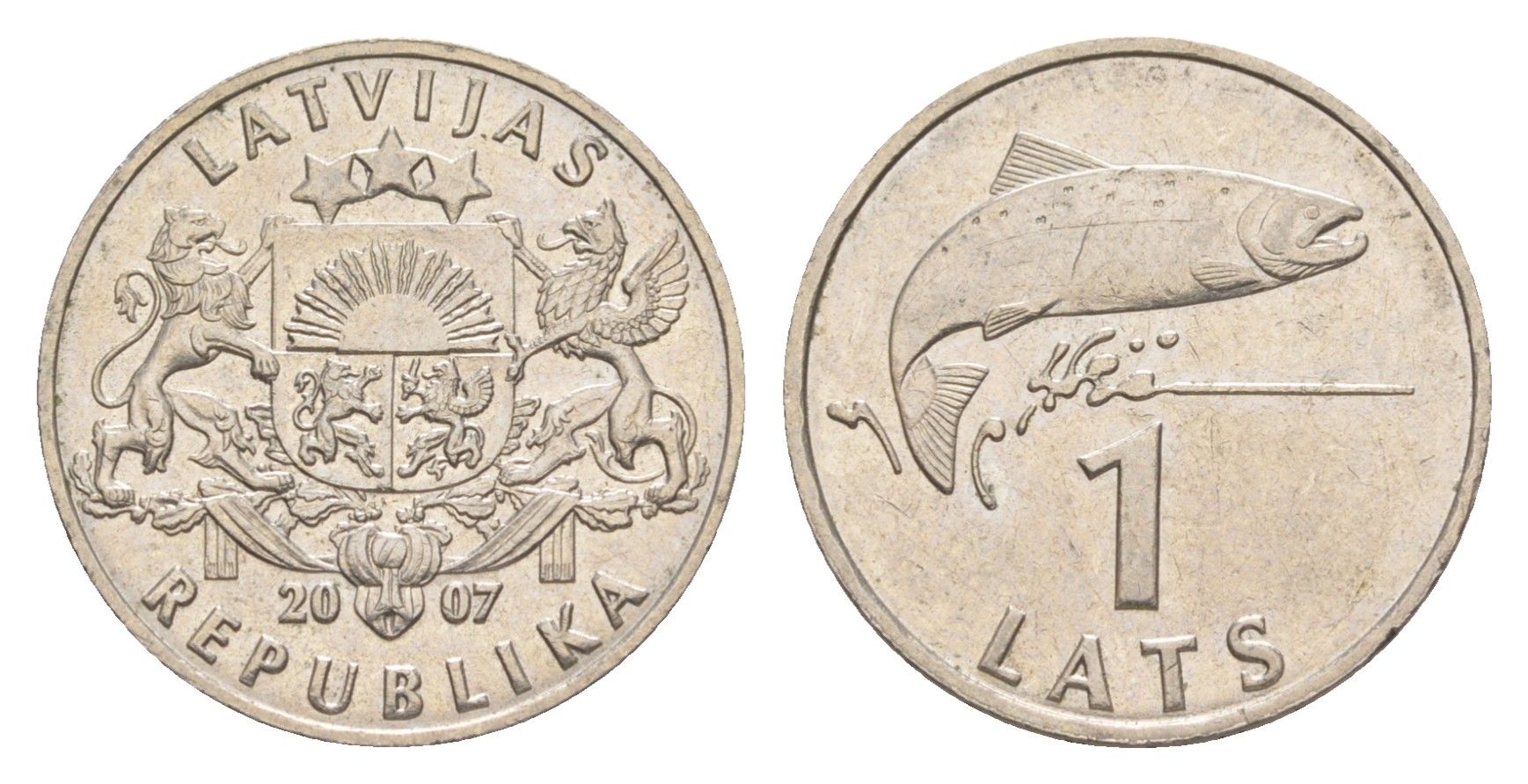 Латвия 1 лат 2007 KM 12 медно-никель 3996-1057